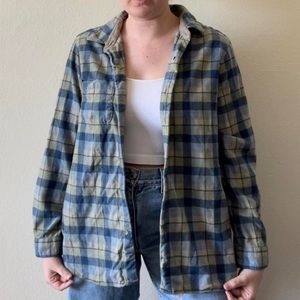 Pendleton vintage blue wool plaid button up flannel